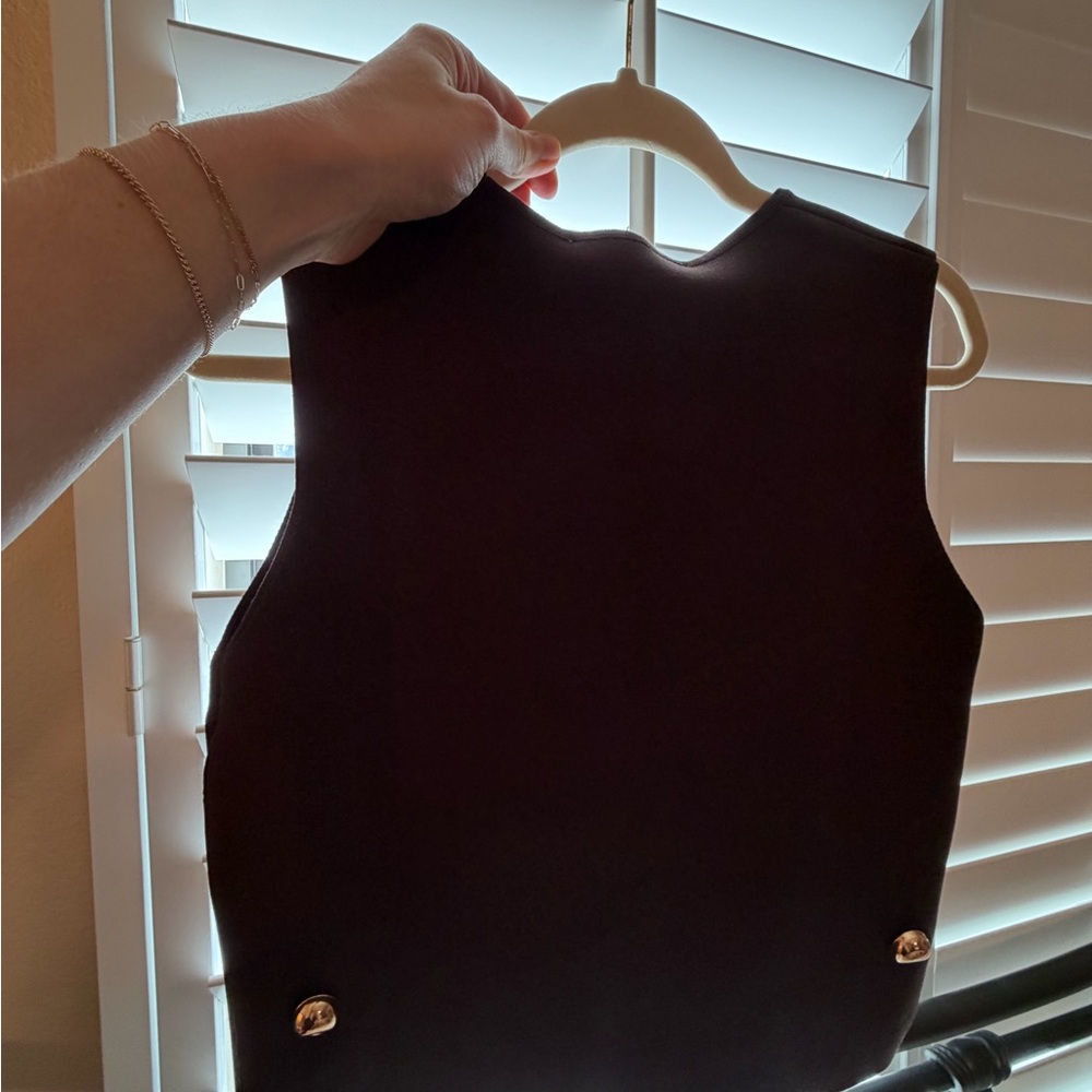 Zara chocolate brown vest with Gold Accents NWT